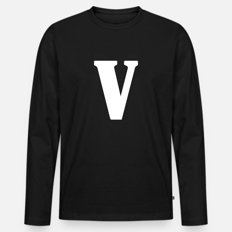 V - Männer Premium Bio Langarmshirt - Schwarz