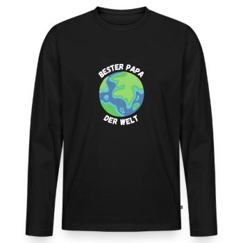 Bester Papa der Welt Vater - Männer Premium Bio Langarmshirt - Schwarz - Vorne - Nico (187cm)