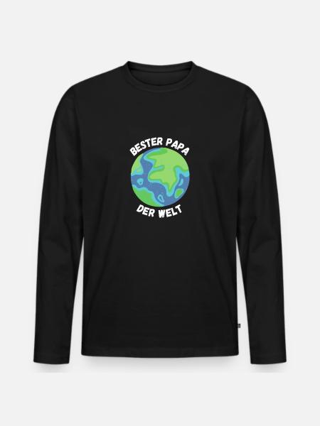 Bester Papa der Welt Vater - Männer Premium Bio Langarmshirt - Schwarz