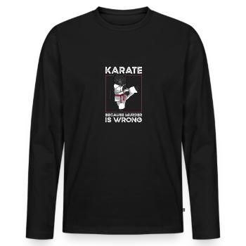 Karate Kostüm Gi Katze Training Lustig - Männer Premium Bio Langarmshirt - Schwarz - Vorne - Nico (187cm)