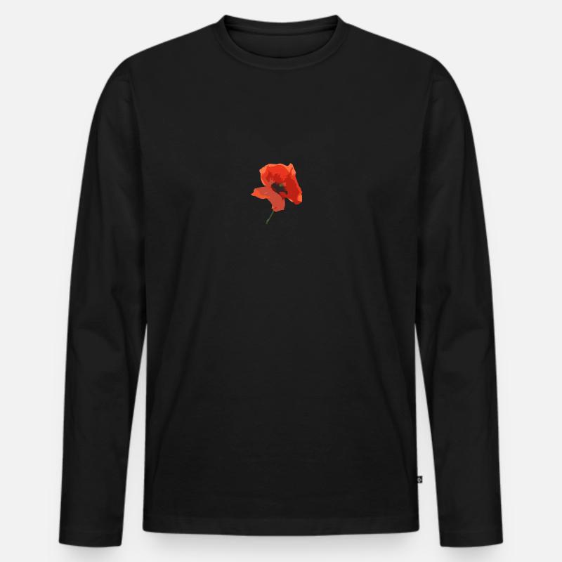 Mohn Blume - Männer Premium Bio Langarmshirt - Schwarz