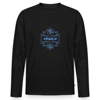 Anselm - Men's Premium Organic Long Sleeve Shirt - black - Front - Nico (187cm)