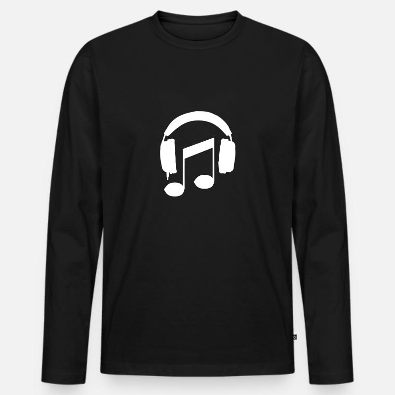 Kopfhörer - Männer Premium Bio Langarmshirt - Schwarz