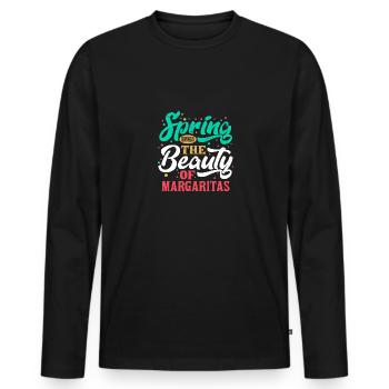 Der Frühling bringt die Schönheit der Margaritas - Männer Premium Bio Langarmshirt - Schwarz - Vorne - Nico (187cm)