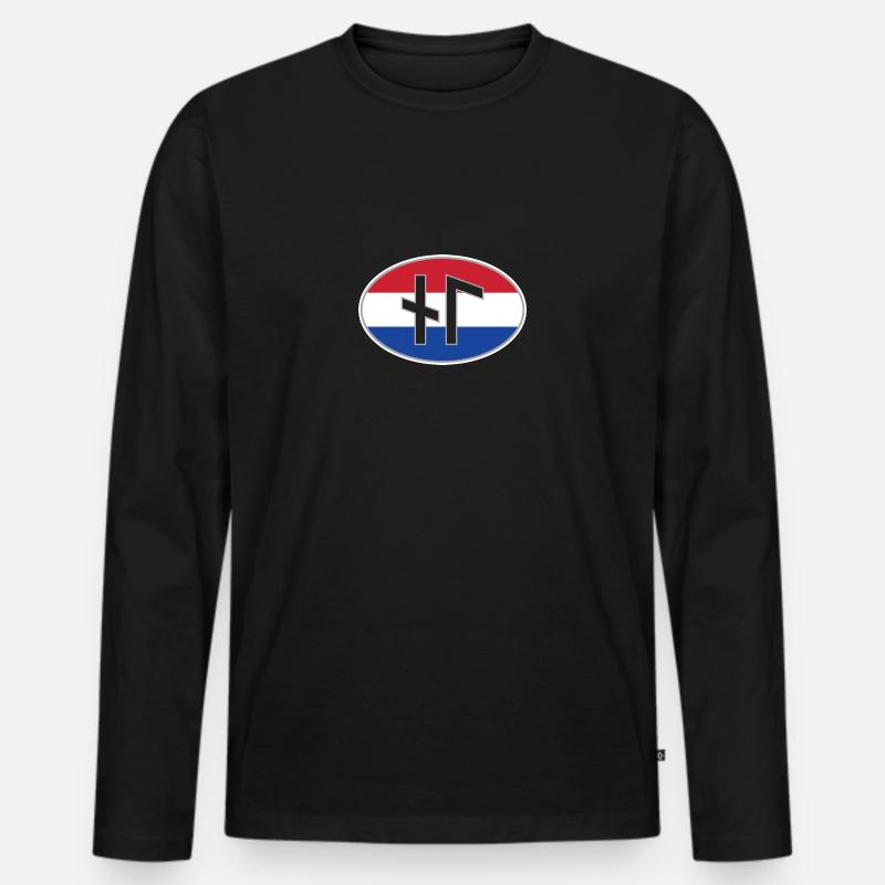 NL (Nederland) Runen-Ländercode-Aufkleber - Männer Premium Bio Langarmshirt - Schwarz
