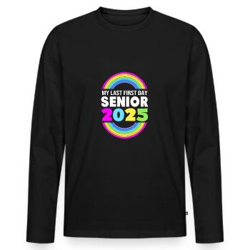 Classe de 2025 - T-shirt manches longues Premium bio Homme - noir - Devant - Nico (187cm)