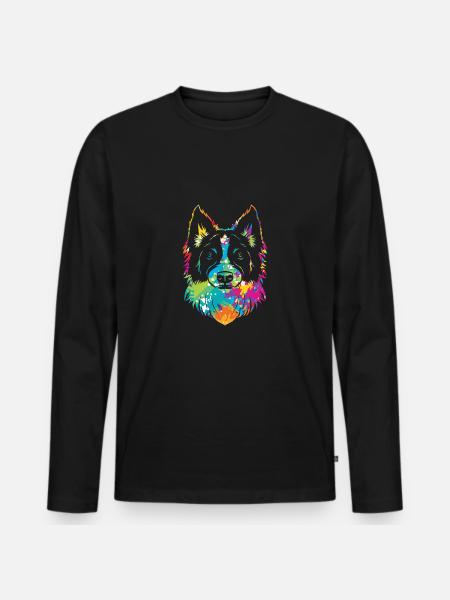 Border Collie - Men's Premium Organic Long Sleeve Shirt - black