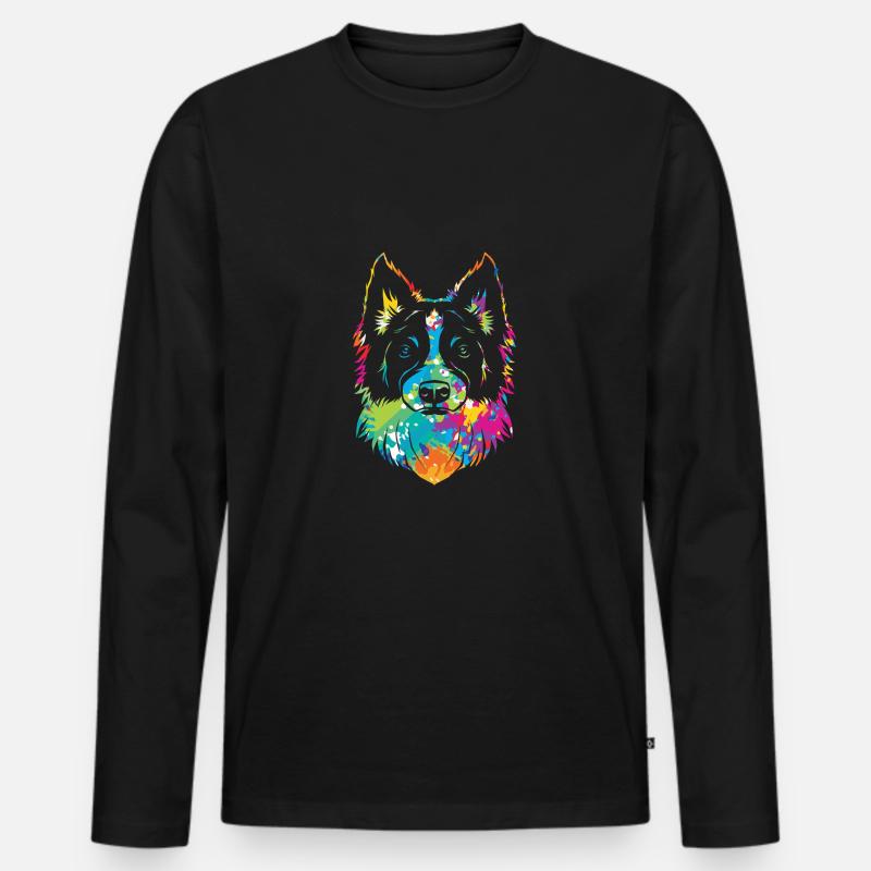 Border Collie - Männer Premium Bio Langarmshirt - Schwarz