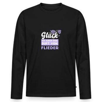 Flieder Liebe Spruch Glück ist Duft von Flieder - Männer Premium Bio Langarmshirt - Schwarz - Vorne - Nico (187cm)