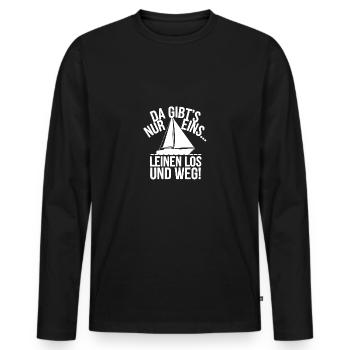 Leinen los und nichts wie weg! Wir legen ab! - Männer Premium Bio Langarmshirt - Schwarz - Vorne - Nico (187cm)