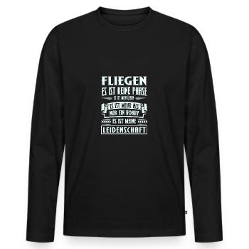 Fliegen - Es ist keine Phase - Männer Premium Bio Langarmshirt - Schwarz - Vorne - Nico (187cm)