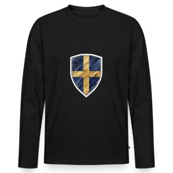 SCHWEDEN FLAGGE FAHNE - Männer Premium Bio Langarmshirt - Schwarz - Vorne - Nico (187cm)
