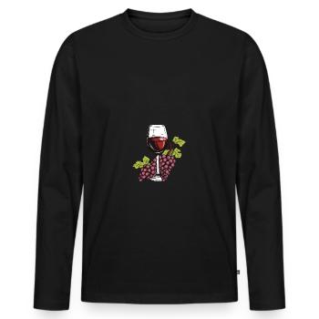 Wine Glass Grapes Wine - Men's Premium Organic Long Sleeve Shirt - black - Front - Nico (187cm)