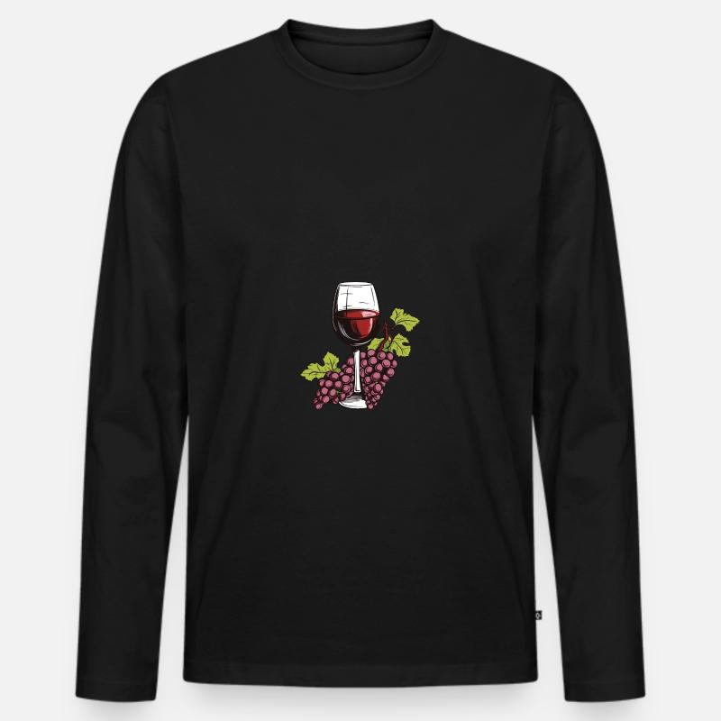 Weinglas Trauben Wein - Männer Premium Bio Langarmshirt - Schwarz