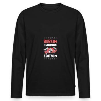 Berlin Édition à boire - T-shirt manches longues Premium bio Homme - noir - Devant - Nico (187cm)