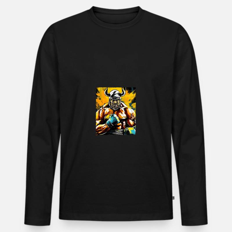 Wikinger Boxer Boxen Odin - Männer Premium Bio Langarmshirt - Schwarz