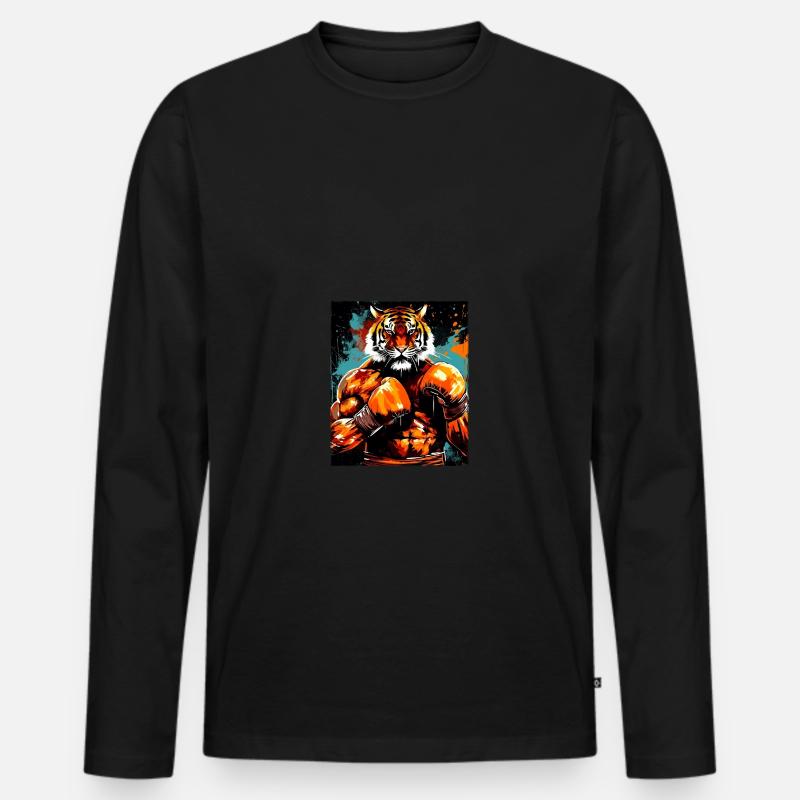 Tiger Boxer Boxen - Männer Premium Bio Langarmshirt - Schwarz