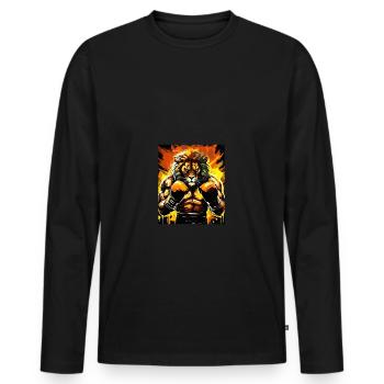 Löwe Boxer Boxen - Männer Premium Bio Langarmshirt - Schwarz - Vorne - Nico (187cm)