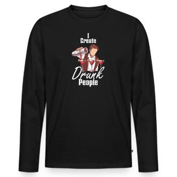 I Create Drunk People Barman Cocktail - T-shirt manches longues Premium bio Homme - noir - Devant - Nico (187cm)