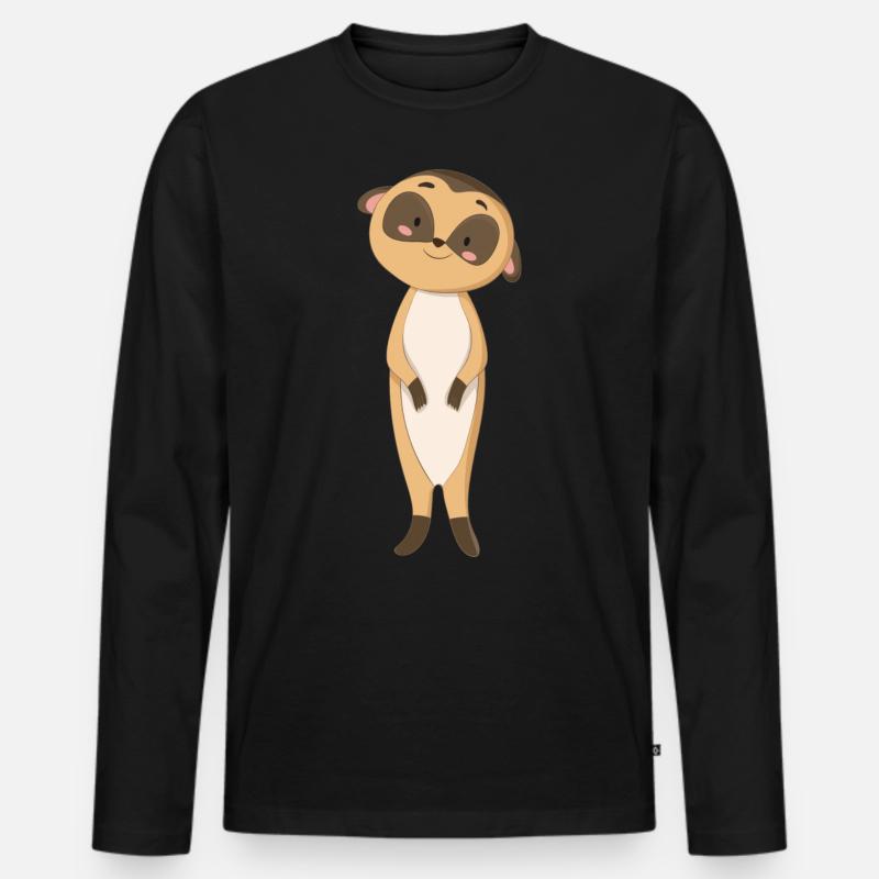 Erdmännchen Mangust - Männer Premium Bio Langarmshirt - Schwarz