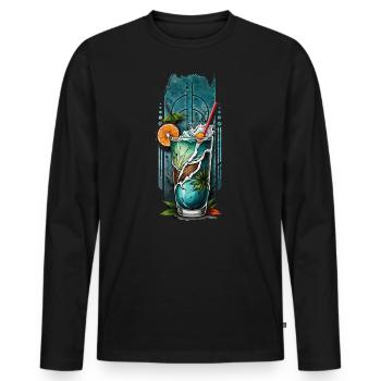 Inselgenuss: Tropische Cocktail-Glückseligkeit - Männer Premium Bio Langarmshirt - Schwarz - Vorne - Nico (187cm)