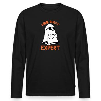 Halloween Humor Funny Ghost Boo Sheet Expert - Men's Premium Organic Long Sleeve Shirt - black - Front - Nico (187cm)