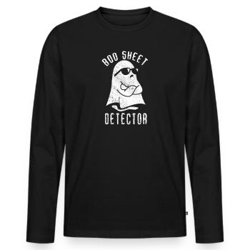 Halloween Humor Funny Ghost Boo Sheet Detector - Men's Premium Organic Long Sleeve Shirt - black - Front - Nico (187cm)