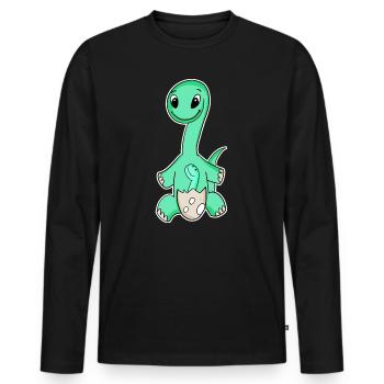 Dinosaurier mit Baby Dinosaurier - Männer Premium Bio Langarmshirt - Schwarz - Vorne - Nico (187cm)