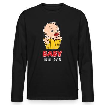 Bébé au four (foncé) - T-shirt manches longues Premium bio Homme - noir - Devant - Nico (187cm)