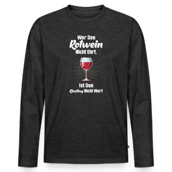 Rotwein Wein Weinfest Geschenk - Männer Premium Bio Langarmshirt - Anthrazit meliert - Vorne - Nico (187cm)