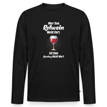 Rotwein Wein Weinfest Geschenk - Männer Premium Bio Langarmshirt - Schwarz - Vorne - Nico (187cm)