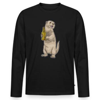 Otter Flasche Bier - Männer Premium Bio Langarmshirt - Schwarz - Vorne - Nico (187cm)