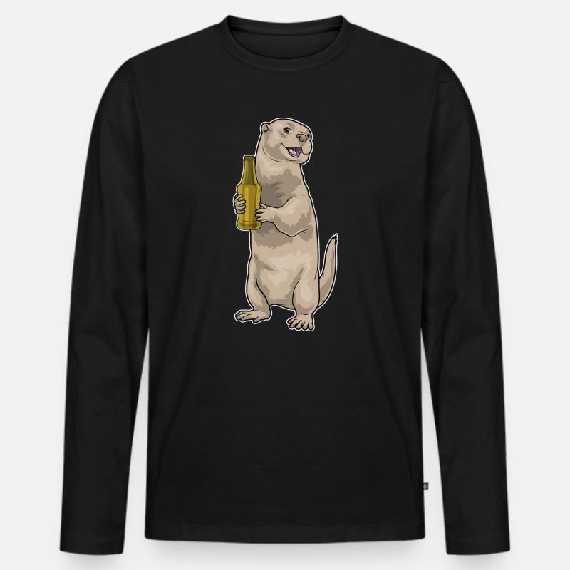Bottiglia di birra Otter - Maglia a manica lunga ecologica premium da uomo - nero