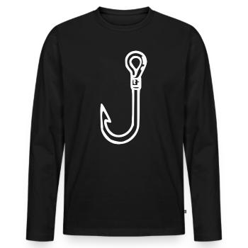 Angelhaken weiß angeln fischen Geschenk Angler - Männer Premium Bio Langarmshirt - Schwarz - Vorne - Nico (187cm)