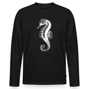 Seahorse Silhouette on Black - Men's Premium Organic Long Sleeve Shirt - black - Front - Nico (187cm)