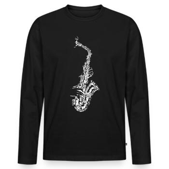 Saxophone saxophoniste saxophone - T-shirt manches longues Premium bio Homme - noir - Devant - Nico (187cm)