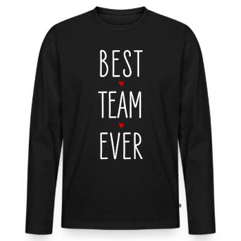 Valentine's Day, Best Team Ever, Partner Look, Love - Men's Premium Organic Long Sleeve Shirt - black - Front - Nico (187cm)
