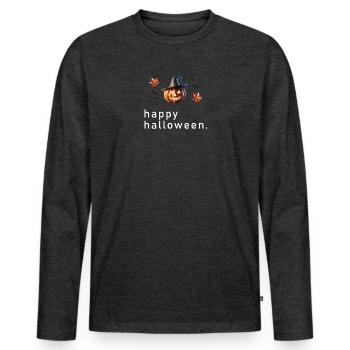 Joyeux Halloween Polygone - T-shirt manches longues Premium bio Homme - anthracite chiné - Devant - Nico (187cm)