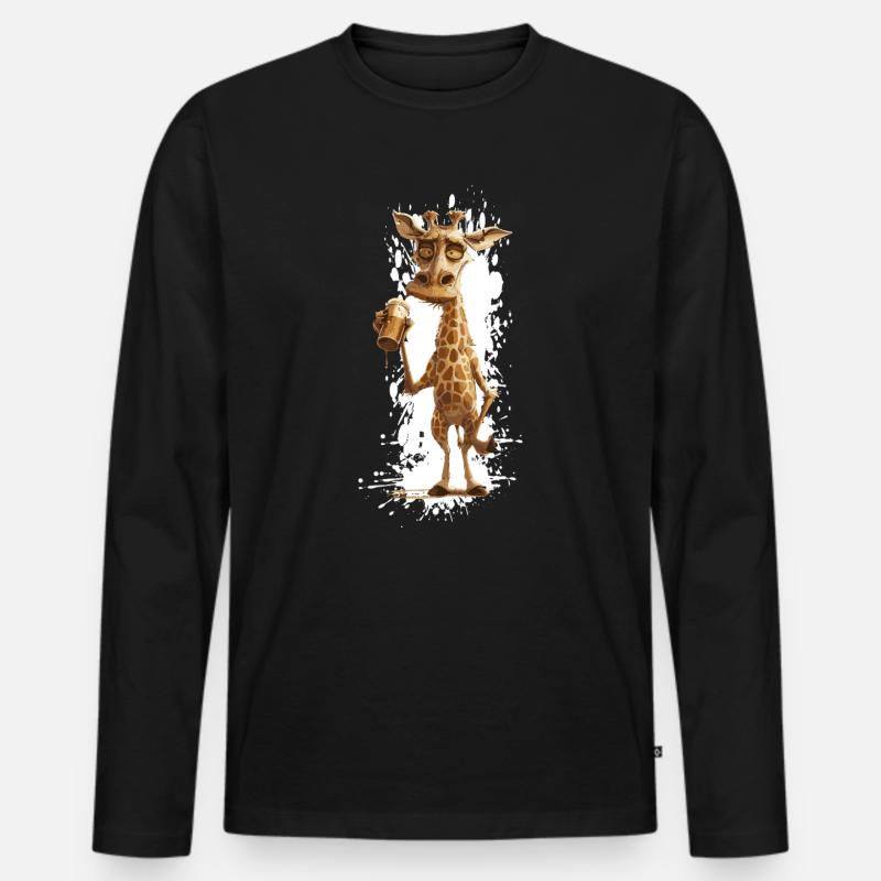 Giraffe Bier Lustig - Männer Premium Bio Langarmshirt - Schwarz