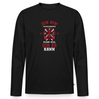 Ich Bin Feuerwehrmann Wieso? Wei... - Männer Premium Bio Langarmshirt - Schwarz - Vorne - Nico (187cm)