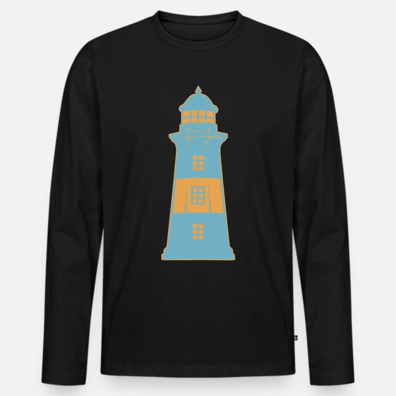 Leuchtturm maritim Küste - Männer Premium Bio Langarmshirt - Schwarz
