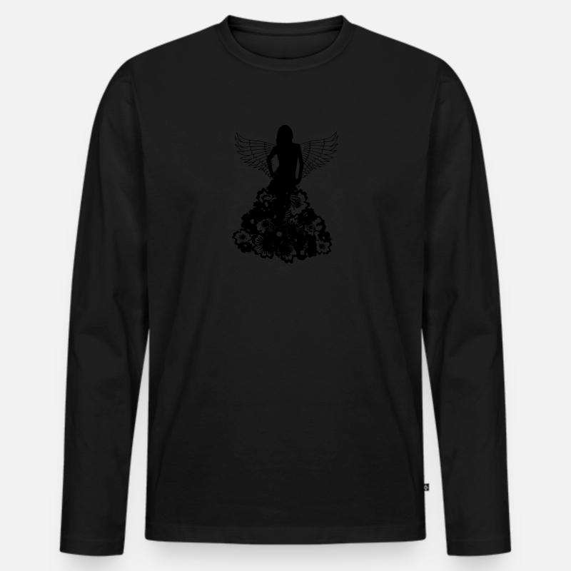 Frau Engel - Männer Premium Bio Langarmshirt - Schwarz