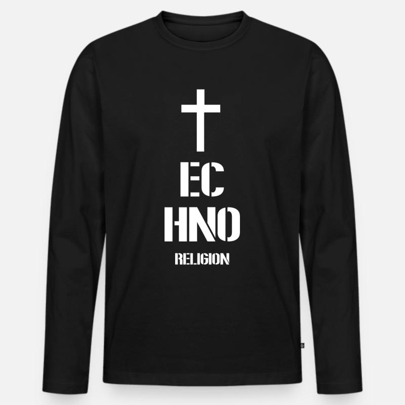 Techno - Männer Premium Bio Langarmshirt - Schwarz