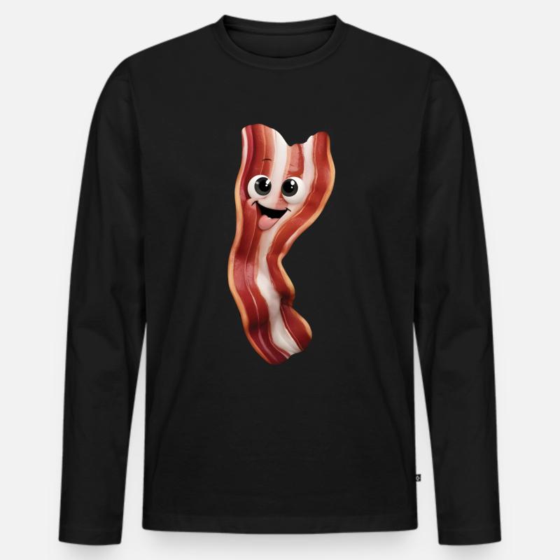 Glücklich Bacon - Männer Premium Bio Langarmshirt - Schwarz