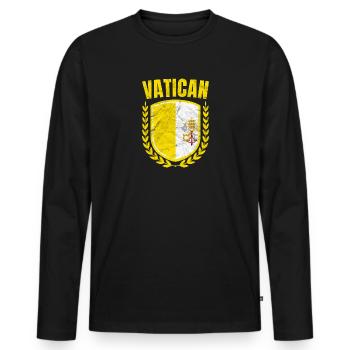 Vatican - Men's Premium Organic Long Sleeve Shirt - black - Front - Nico (187cm)