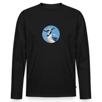Blue jay bird - Men's Premium Organic Long Sleeve Shirt - black - Front - Nico (187cm)