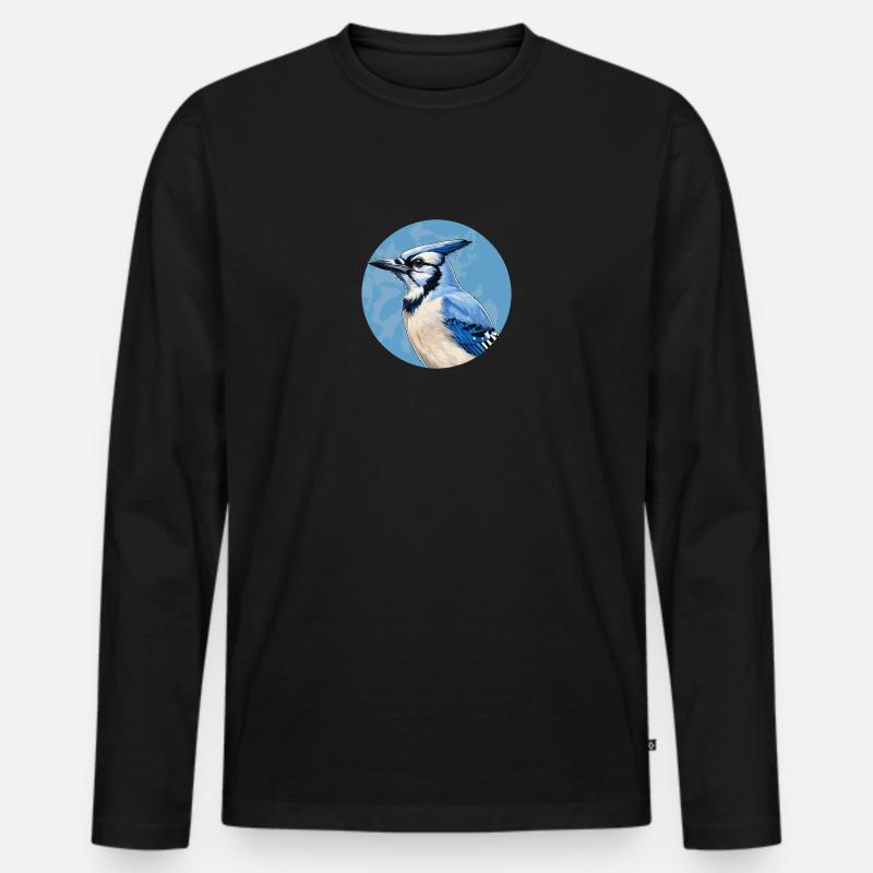 Blauhäher - Männer Premium Bio Langarmshirt - Schwarz