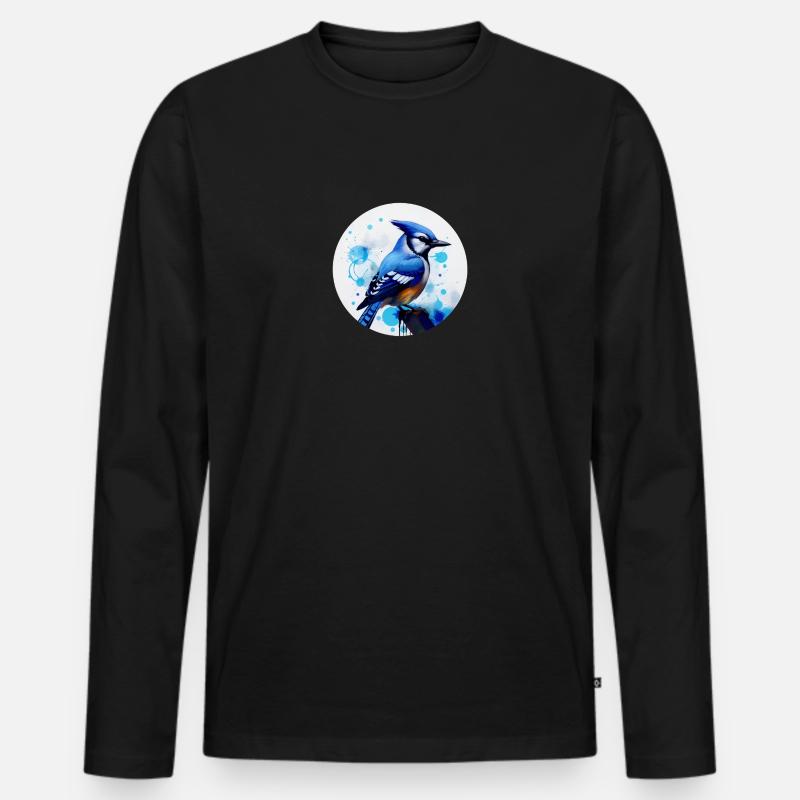 Blauhäher - Männer Premium Bio Langarmshirt - Schwarz