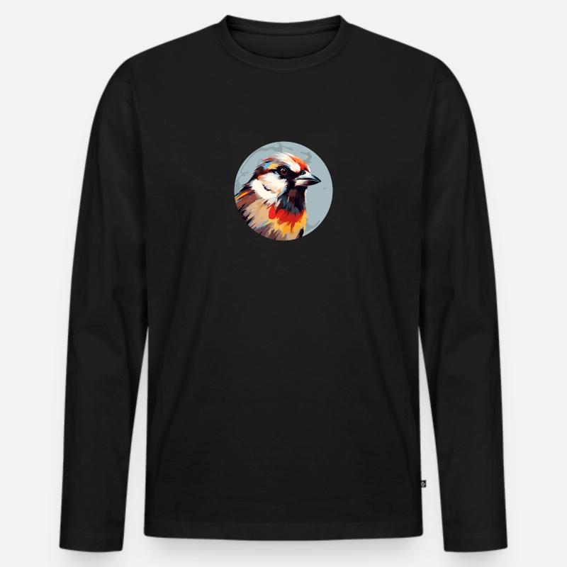 Haussperling - Männer Premium Bio Langarmshirt - Schwarz