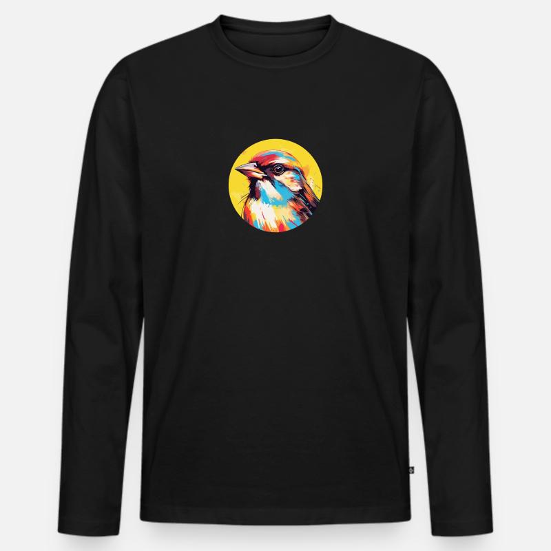 Haussperling - Männer Premium Bio Langarmshirt - Schwarz